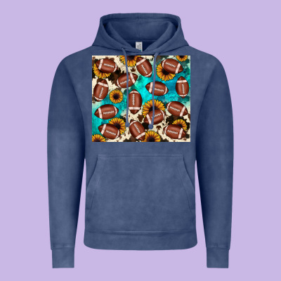 Football Turquoise Sunflower Vintage Hoodie Designed By Jahusdesignshop
