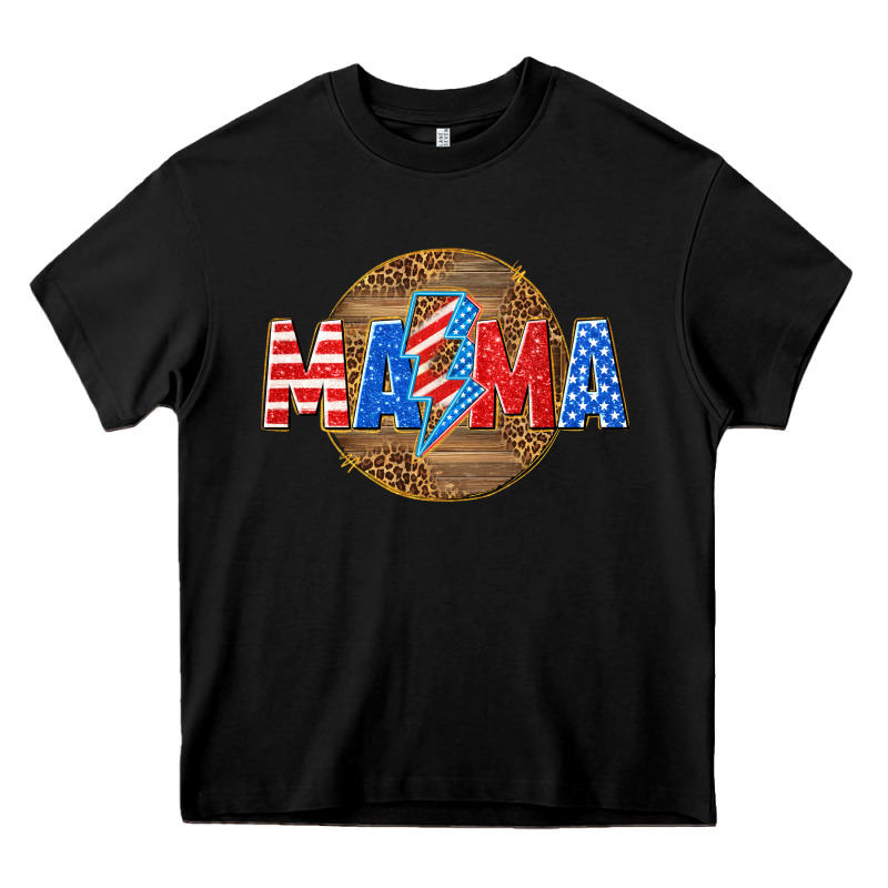 American Mama With Lightning Bolt Heavy Core Tee by texasbilliewilder | Teevron