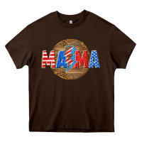 Chocolate Brown American mama with lightning bolt Heavy Core Tee - texasbilliewilder