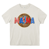 Cream American mama with lightning bolt Heavy Core Tee - texasbilliewilder