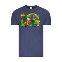 Vintage Denim lucky with st patricks elements Vintage Tee - AdoDesignShop