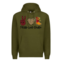 Army Green Peace Love Rodeo Premium Hoodie - Bettercallsaul