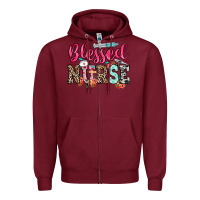 Burgundy blessed nurse Zipper Hoodie - NancyCooperArtShop