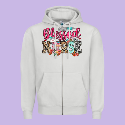 Blessed Nurse Zipper Hoodie Designed By Nancycooperartshop