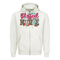 Oatmeal Heather blessed nurse Zipper Hoodie - NancyCooperArtShop