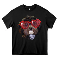 Black havanese dog with love glasses Heavy Core Tee - RanaPortraitStore