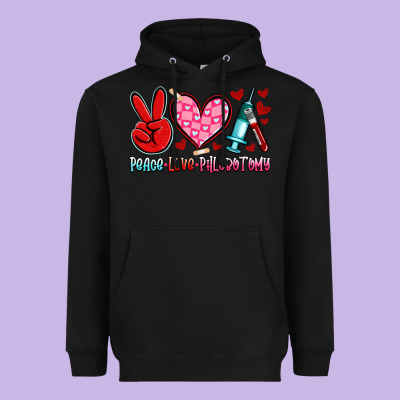 Peace Love Phlebotomy Heavyweight Hoodie Designed By Artiststas
