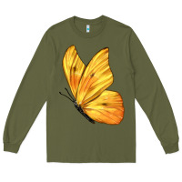 Army Green Flying Cloudless Sulphur Butterfly Long Sleeve Tee - LillyAllenDesigns