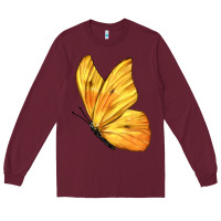 Burgundy Flying Cloudless Sulphur Butterfly Long Sleeve Tee - LillyAllenDesigns