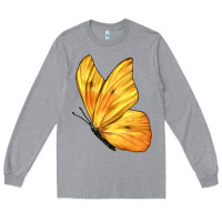 Heather Grey Flying Cloudless Sulphur Butterfly Long Sleeve Tee - LillyAllenDesigns