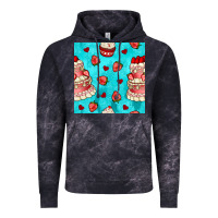 Cloud Black valentines day cake and strawberries seamless pattern Vintage Hoodie - BundleAndBundleShop