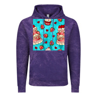 Cloud Purple valentines day cake and strawberries seamless pattern Vintage Hoodie - BundleAndBundleShop