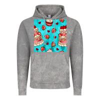 Cloud Rock valentines day cake and strawberries seamless pattern Vintage Hoodie - BundleAndBundleShop