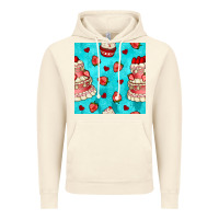 Vintage Artic valentines day cake and strawberries seamless pattern Vintage Hoodie - BundleAndBundleShop
