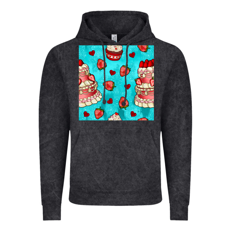 Valentines Day Cake And Strawberries Seamless Pattern Vintage Hoodie by BundleAndBundleShop | Teevron