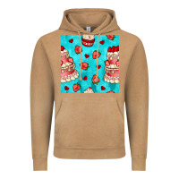 Vintage Camel valentines day cake and strawberries seamless pattern Vintage Hoodie - BundleAndBundleShop