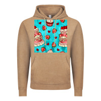 Vintage Coffee valentines day cake and strawberries seamless pattern Vintage Hoodie - BundleAndBundleShop