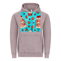 Vintage Zinc valentines day cake and strawberries seamless pattern Vintage Hoodie - BundleAndBundleShop