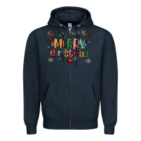 Navy merry christmas raindeerr Zipper Hoodie - MaliasSmallBusiness