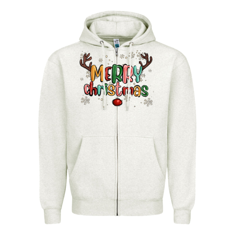 Merry Christmas Raindeerr Zipper Hoodie by MaliasSmallBusiness | Teevron
