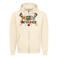 Sandshell merry christmas raindeerr Zipper Hoodie - MaliasSmallBusiness