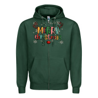 Sports Green merry christmas raindeerr Zipper Hoodie - MaliasSmallBusiness