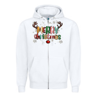 White merry christmas raindeerr Zipper Hoodie - MaliasSmallBusiness