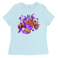 Baby Blue domestic violence afro girl sneakers Ladies Tee - RanaPortraitStore