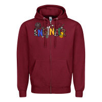 Burgundy engineer Zipper Hoodie - NancyCooperArtShop