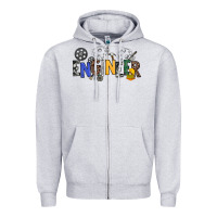 Heather Grey engineer Zipper Hoodie - NancyCooperArtShop