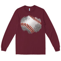 Burgundy leopard baseball patch Long Sleeve Tee - Jasminsmagicworld