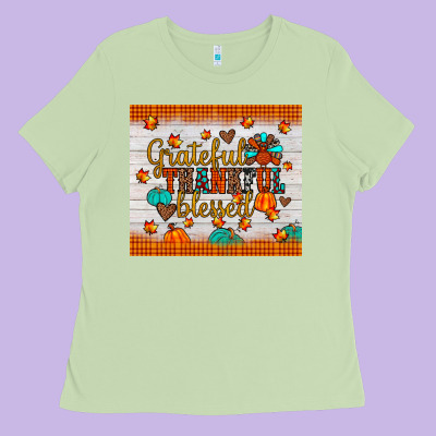Grateful Thankful Blessed Ladies Tee Designed By Jahusdesignshop