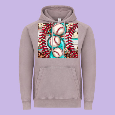 Baseball Leopard Cowhide Turquoise Vintage Hoodie Designed By Jahusdesignshop