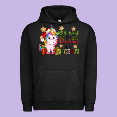 All I Want For Christmas Is A Unicorn Urban Hoodie Designed By Cowgirlartshop