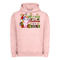 Pigment Salmon all i want for christmas is a unicorn Urban Hoodie - CowGirlArtShop