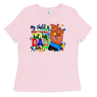 Bubblegum Pink my child is non verbal but his dad aint afro hand Ladies Tee - RanaPortraitStore