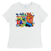 White my child is non verbal but his dad aint afro hand Ladies Tee - RanaPortraitStore
