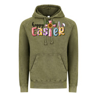Vintage Olive Happy Easter With Cross Vintage Hoodie - RanaPortraitStore