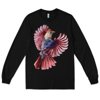 Black Flying Northern Cardinal Bird Long Sleeve Tee - LillyAllenDesigns