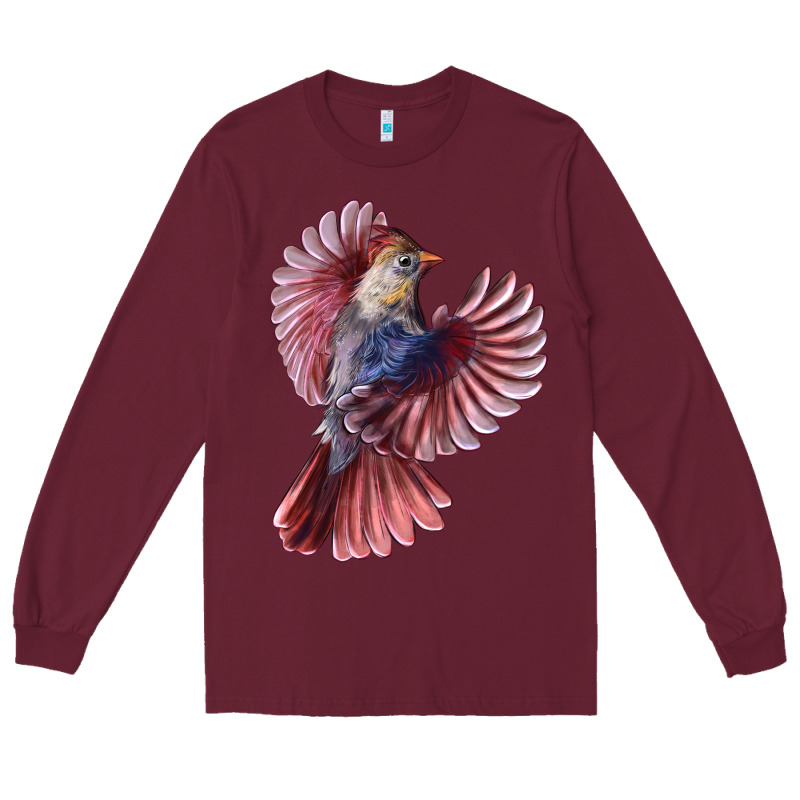 Flying Northern Cardinal Bird Long Sleeve Tee by LillyAllenDesigns | Teevron