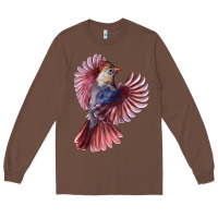 Chestnut Flying Northern Cardinal Bird Long Sleeve Tee - LillyAllenDesigns