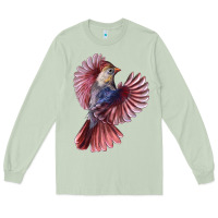 Matcha Flying Northern Cardinal Bird Long Sleeve Tee - LillyAllenDesigns