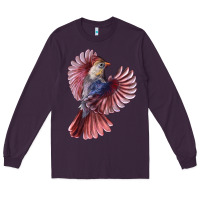 Plum Flying Northern Cardinal Bird Long Sleeve Tee - LillyAllenDesigns