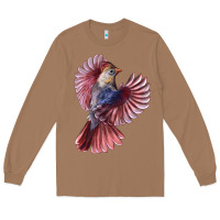 Toasted Coconut Flying Northern Cardinal Bird Long Sleeve Tee - LillyAllenDesigns