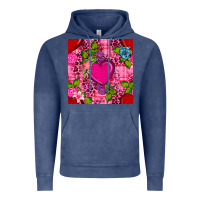 Vintage Denim valentines day flower heart with leopard seamless pattern Vintage Hoodie - BundleAndBundleShop