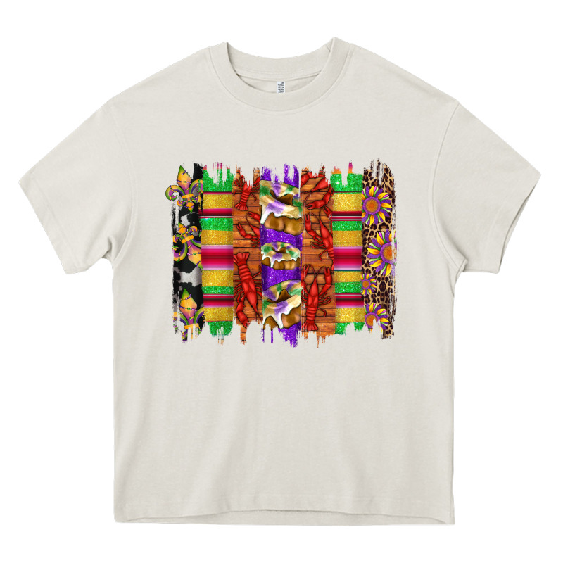 Mardi Gras Cake Fleur De Lis Crawfish Brushstrokes Heavy Core Tee by Artiststas | Teevron