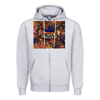 Heather Grey tiger america Zipper Hoodie - NancyCooperArtShop