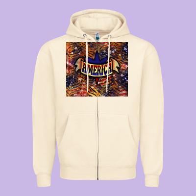 Tiger America Zipper Hoodie Designed By Nancycooperartshop