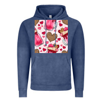 Vintage Denim valentines day milkshake seamless pattern Vintage Hoodie - BundleAndBundleShop