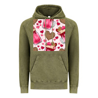 Vintage Olive valentines day milkshake seamless pattern Vintage Hoodie - BundleAndBundleShop